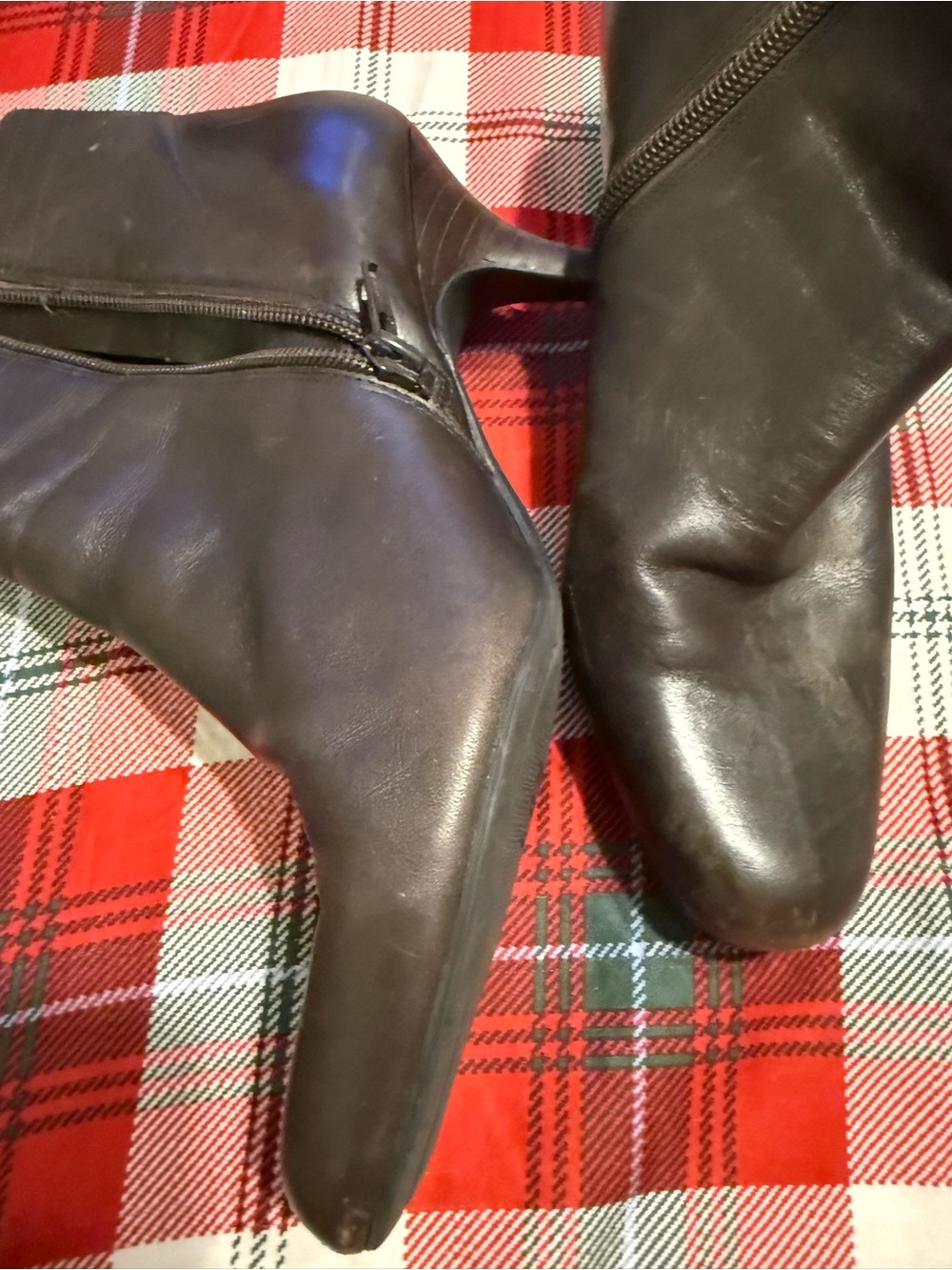 Bandolino Women's Dark Brown Leather Heeled Ankle Boots with Side Zip